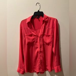 Express Button Down Shirt in Pink/Salmon